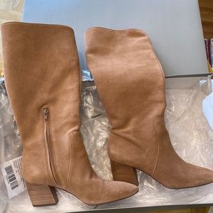 Tan suede knee boot